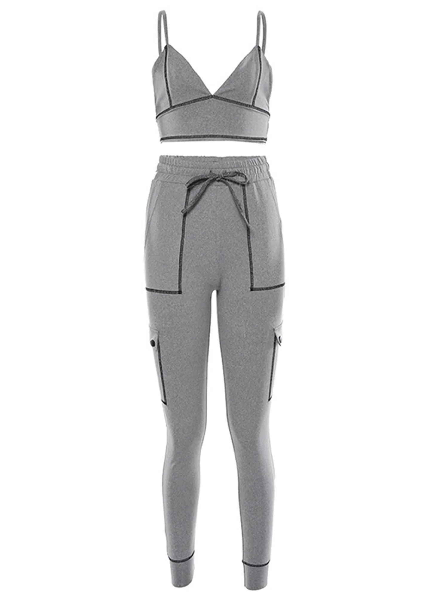 Women Sports 2Pcs Sexy Deep V Camisole Top High Waist Elastic Drawstring Design Summer Clothing
Women Sports 2Pcs Sexy Deep V Camisole Top High Waist Elastic Drawstring Design Summer Clothing