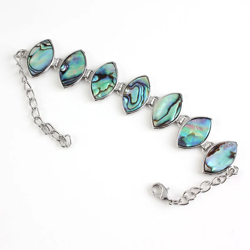 Silver Plated Abalone Shell Marquise Shape Bracelet Link Chain for Gift Jewelry
Silver Plated Abalone Shell Marquise Shape Bracelet Link Chain for Gift Jewelry