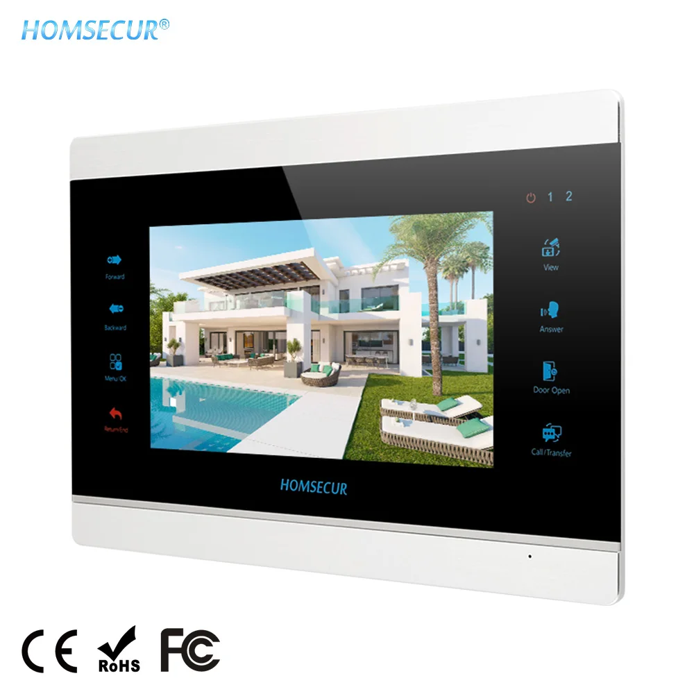 HOMSECUR 7 дюймовый дверной телефон монитор с сенсорной клавиатурой (EN/RU/FR/DE/PL/мкА меню