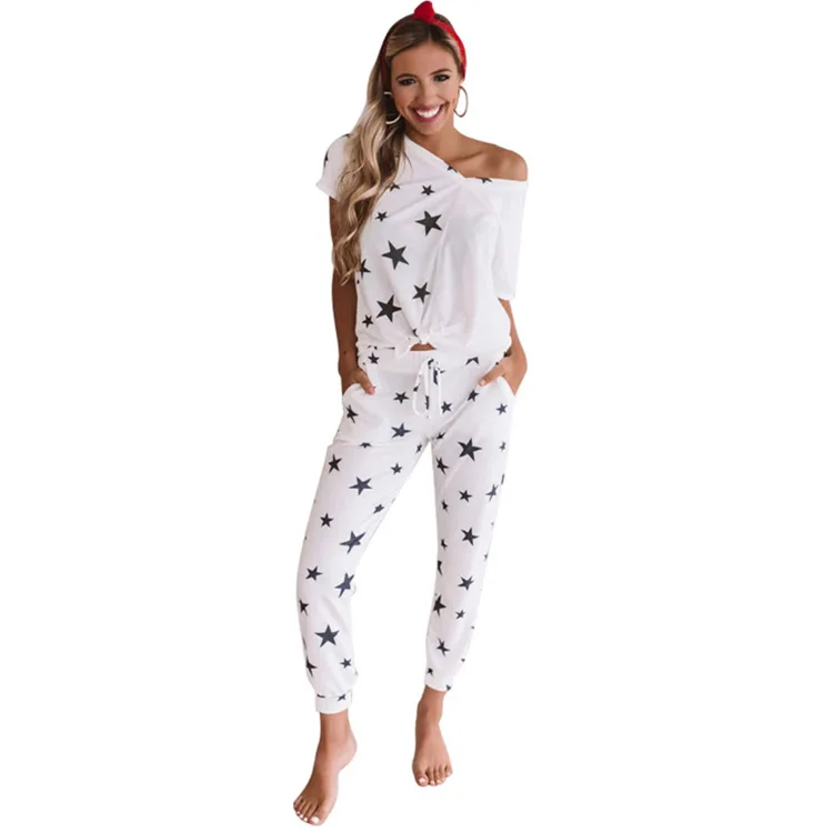 Новый летний модный домашний комплект одежды, женские повседневные пижамы с принтом звезд, комплект из двух предметов
Новый летний модный домашний комплект одежды, женские повседневные пижамы с принтом звезд, комплект из двух предметов