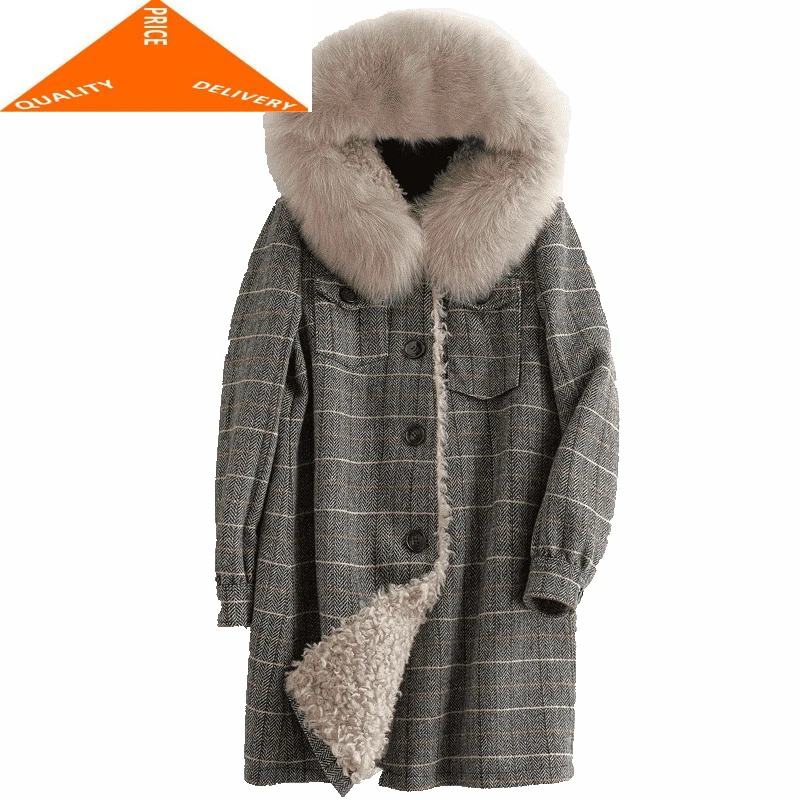 Женское пальто с натуральным лисьим капюшоном, шерстяная куртка с подкладкой, женская одежда 2020, корейский винтажный меховой Топ Hiver 9687
Женское пальто с натуральным лисьим капюшоном, шерстяная куртка с подкладкой, женская одежда 2020, корейский винтажный меховой Топ Hiver 9687