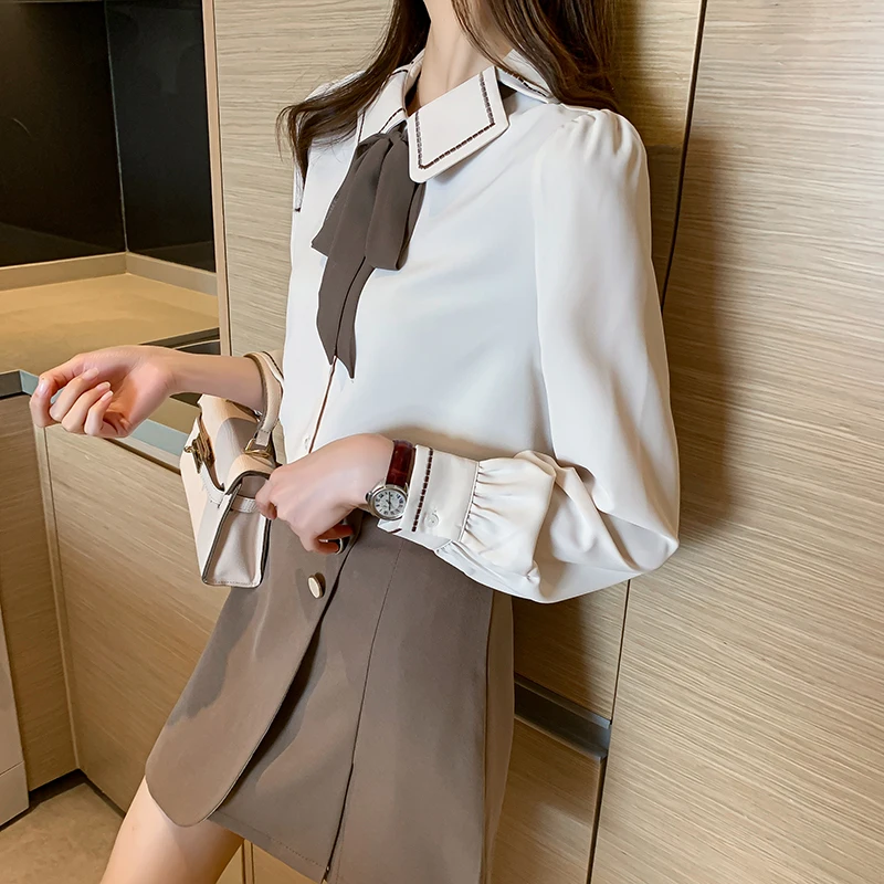 COIGARSAM Vintage Full Sleeve Shirt Womens tops Chiffon Peter pan Collar Women shirts Apricot 1178
COIGARSAM Vintage Full Sleeve Shirt Womens tops Chiffon Peter pan Collar Women shirts Apricot 1178