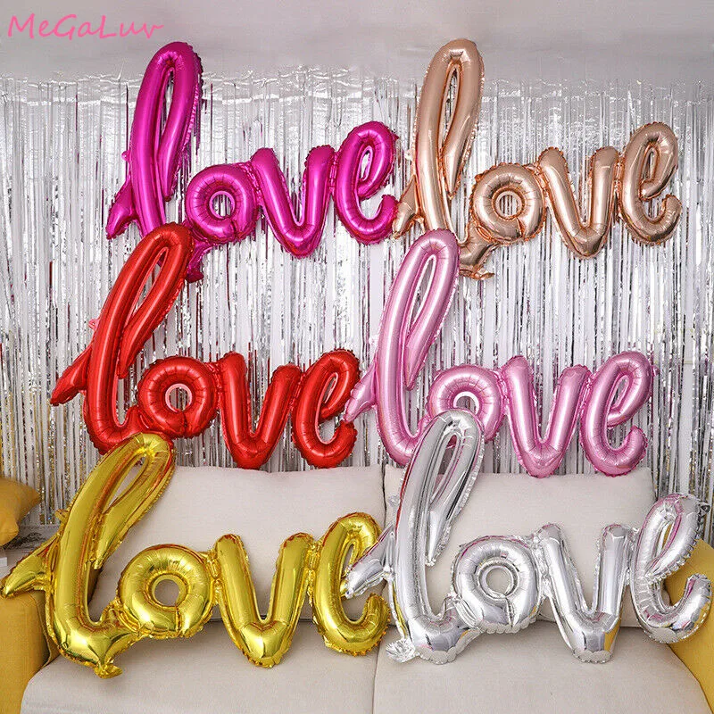 

108*64cm Large Size Ligatures LOVE Letter Foil Balloon Wedding Valentines Day Party Decor Star Globos Photo Props Supplies