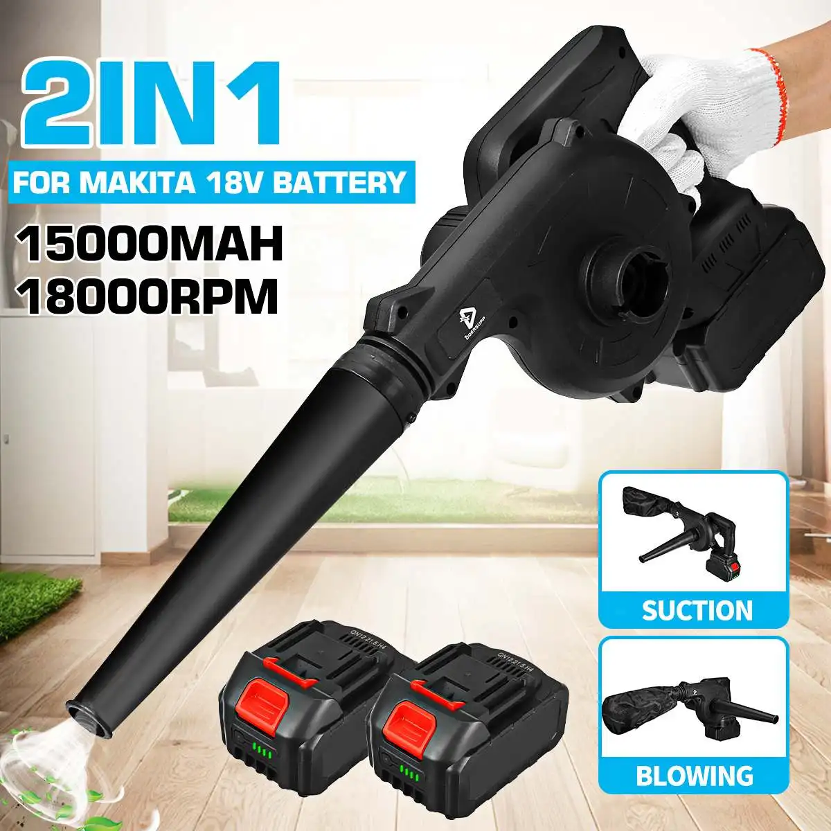 2 In 1 Rechargeable Air Blower Cordless Electric Vacuum Cleannig Blower Leaf Computer Dust Collector Powerful 15000mAh Battery
2 In 1 Rechargeable Air Blower Cordless Electric Vacuum Cleannig Blower Leaf Computer Dust Collector Powerful 15000mAh Battery