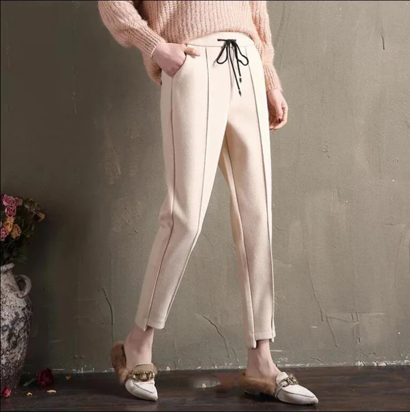 Winter New Woolen Pants Female Casual Harem Pants Women High Waist Radish Trousers Straight Ankel-length Pants
Winter New Woolen Pants Female Casual Harem Pants Women High Waist Radish Trousers Straight Ankel-length Pants
