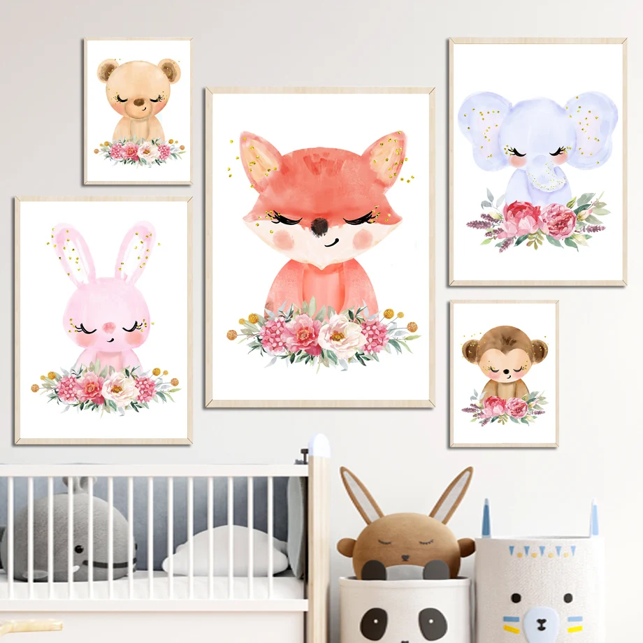 Nordic Posters And Prints Baby Animals Flower Fox Bunny Giraffe Monkey Nursery Art Canvas Painting Wall Pictures Kids Room Decor
Nordic Posters And Prints Baby Animals Flower Fox Bunny Giraffe Monkey Nursery Art Canvas Painting Wall Pictures Kids Room Decor