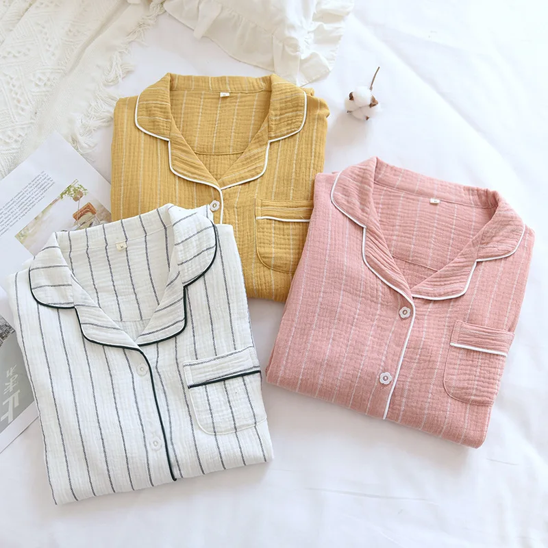 2021 Spring Cotton Ladies Plus Size Pajamas Fresh Striped Blouse Nightdress Can Be Worn At Home
2021 Spring Cotton Ladies Plus Size Pajamas Fresh Striped Blouse Nightdress Can Be Worn At Home