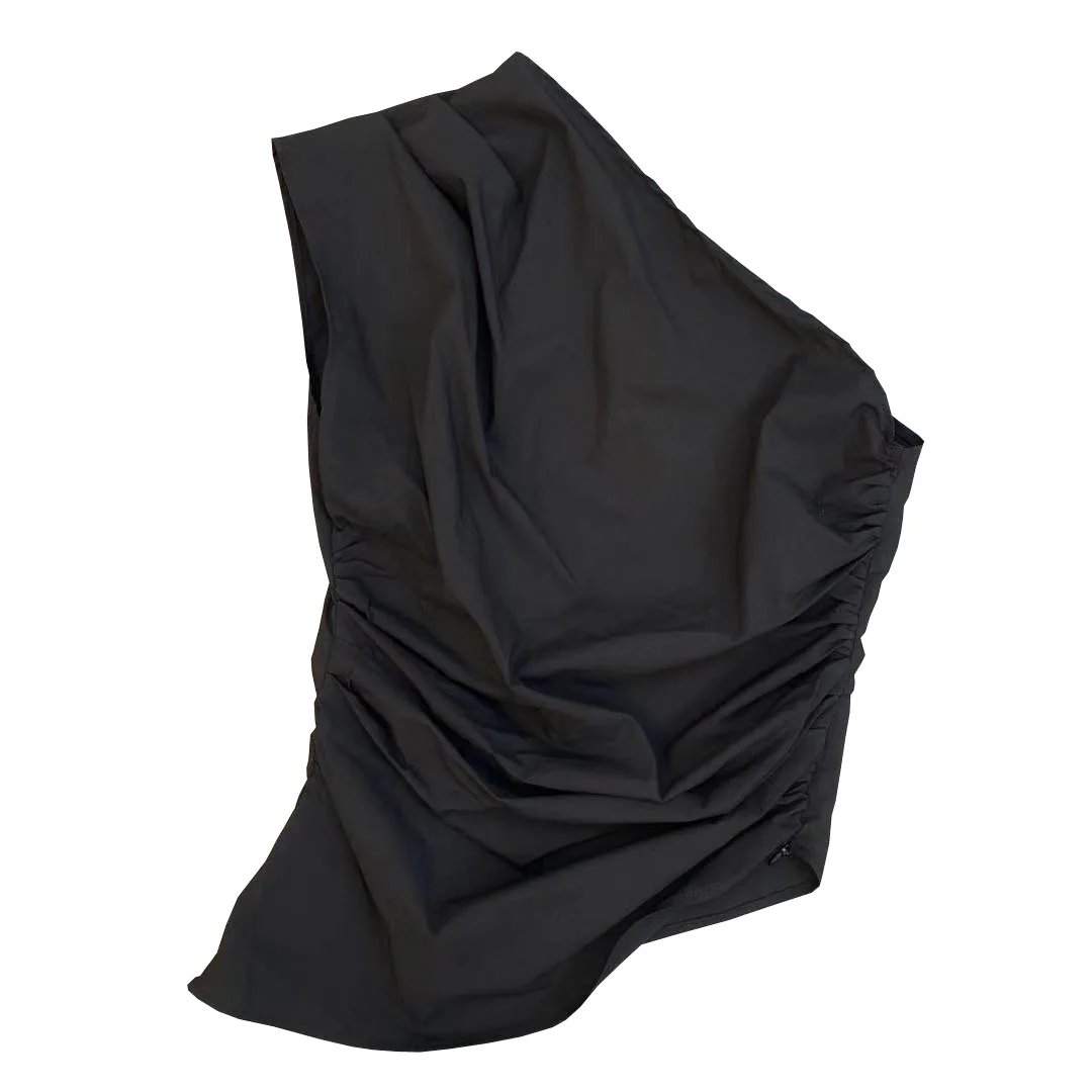 Summer Sleeveless Shirt Women 2021 Irregular Slash Collar One-Shoulder Fold Tight Waist Sexy Lady Vest Blouse Slim Blusas
Summer Sleeveless Shirt Women 2021 Irregular Slash Collar One-Shoulder Fold Tight Waist Sexy Lady Vest Blouse Slim Blusas