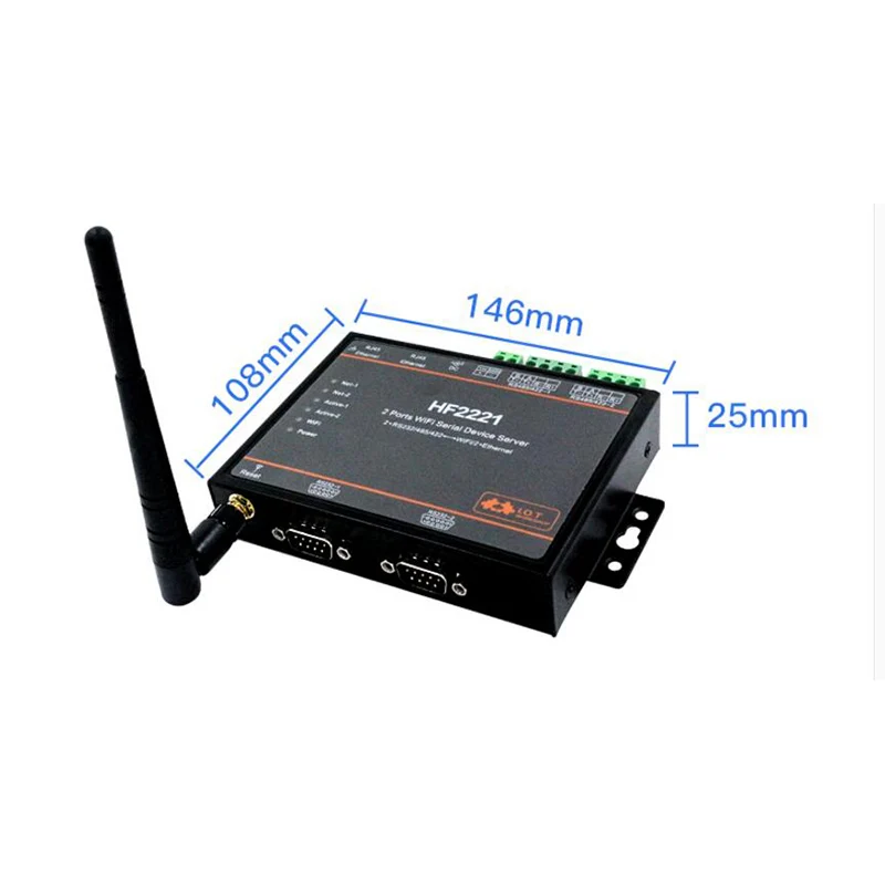 2 Ports HF2221 Wifi Serial Device Server RS232/RS422/RS485 to Ethernet / Wi-Fi Serial Server
2 Ports HF2221 Wifi Serial Device Server RS232/RS422/RS485 to Ethernet / Wi-Fi Serial Server
