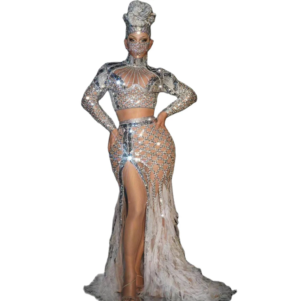 Sparkling Sequines Perspective Gauze Women Dress Asymmetrical Hollow Out Tight Stretch Split Dress DJ Singer Dance Stage Wear
Sparkling Sequines Perspective Gauze Women Dress Asymmetrical Hollow Out Tight Stretch Split Dress DJ Singer Dance Stage Wear