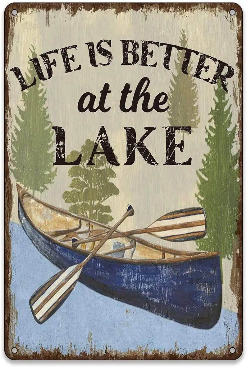 Retro Wall Decoration Metal Tin Sign Life Is Better At The Lake Living Room Bedroom Home Decoration Metal Plate 8x12 Inches
Retro Wall Decoration Metal Tin Sign Life Is Better At The Lake Living Room Bedroom Home Decoration Metal Plate 8x12 Inches