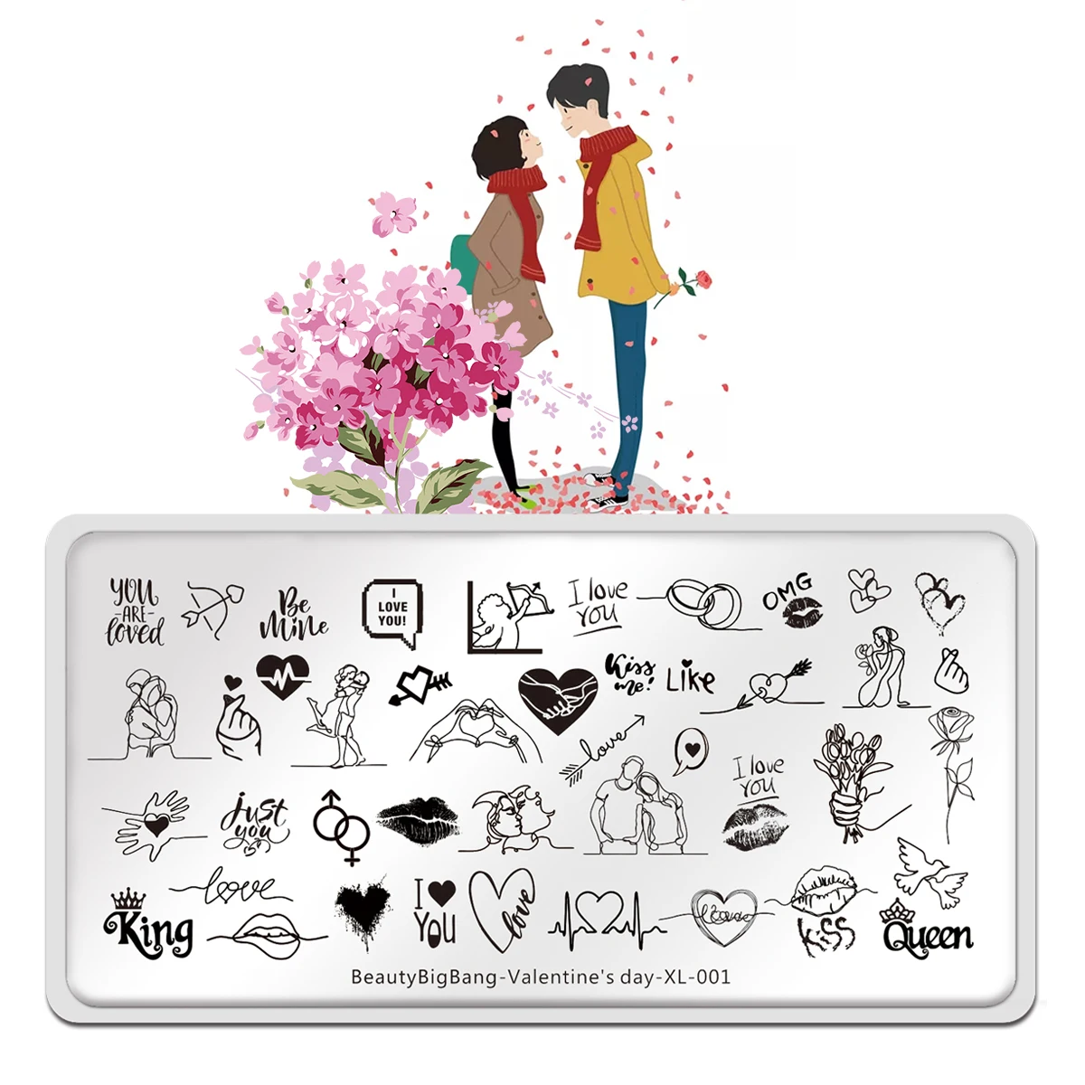 Beautybigbang Stamping Plates Valentine's Day Style Heart Queen Couple Lips Image 6*12cm Nail Stamp Template For Nail Art Print
Beautybigbang Stamping Plates Valentine's Day Style Heart Queen Couple Lips Image 6*12cm Nail Stamp Template For Nail Art Print