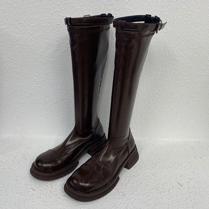 Rimocy Women Buckle Low Heel Knee High Boots Black Platform Pu Leather Long Boots Woman Big Toe Back Zipper Punk Shoes Ladied
Rimocy Women Buckle Low Heel Knee High Boots Black Platform Pu Leather Long Boots Woman Big Toe Back Zipper Punk Shoes Ladied