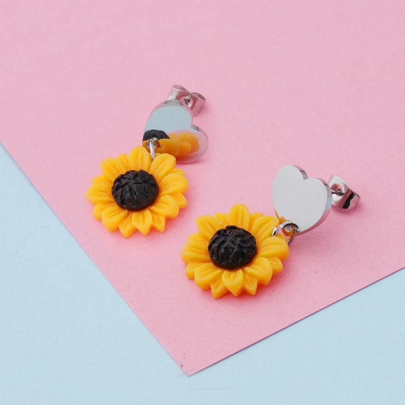 Fnixtar 10Pairs/Lot Heart Sunflower Drop Earrings Mirror Polish Stainless Steel Stud Earrings For Women's Christmas Jewelry
Fnixtar 10Pairs/Lot Heart Sunflower Drop Earrings Mirror Polish Stainless Steel Stud Earrings For Women's Christmas Jewelry