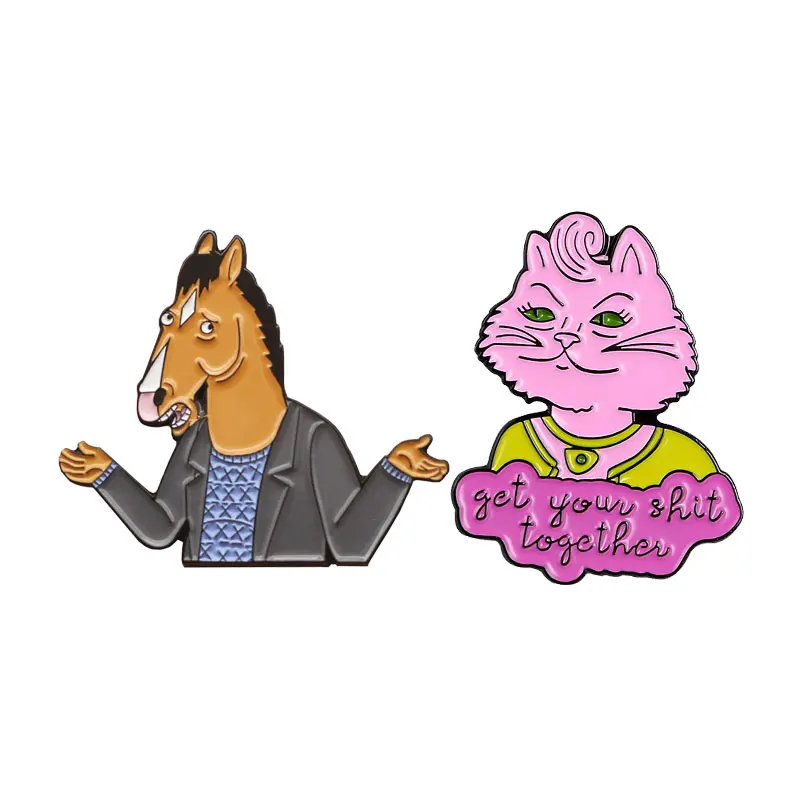 Милый Bojack Жесткий Эмаль на булавке аниме фильмы металлические броши для мужчин и