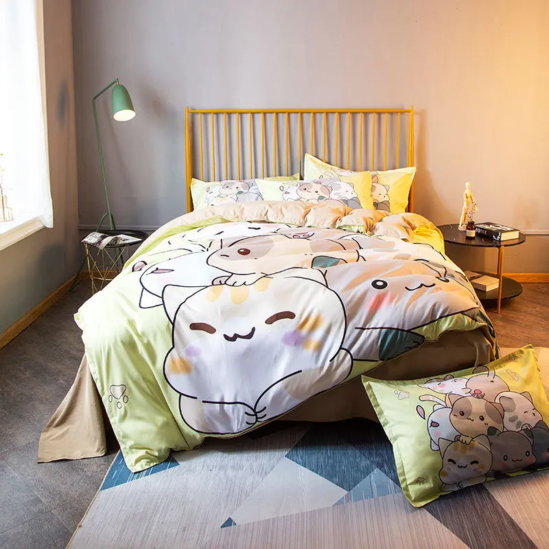 Cute Cartoon Cat Comforter Cover Kids Bedding Set 3pcs for Teens Boys Girls Duvet Cover Single Bed Sheet with Zipper Ties
Cute Cartoon Cat Comforter Cover Kids Bedding Set 3pcs for Teens Boys Girls Duvet Cover Single Bed Sheet with Zipper Ties