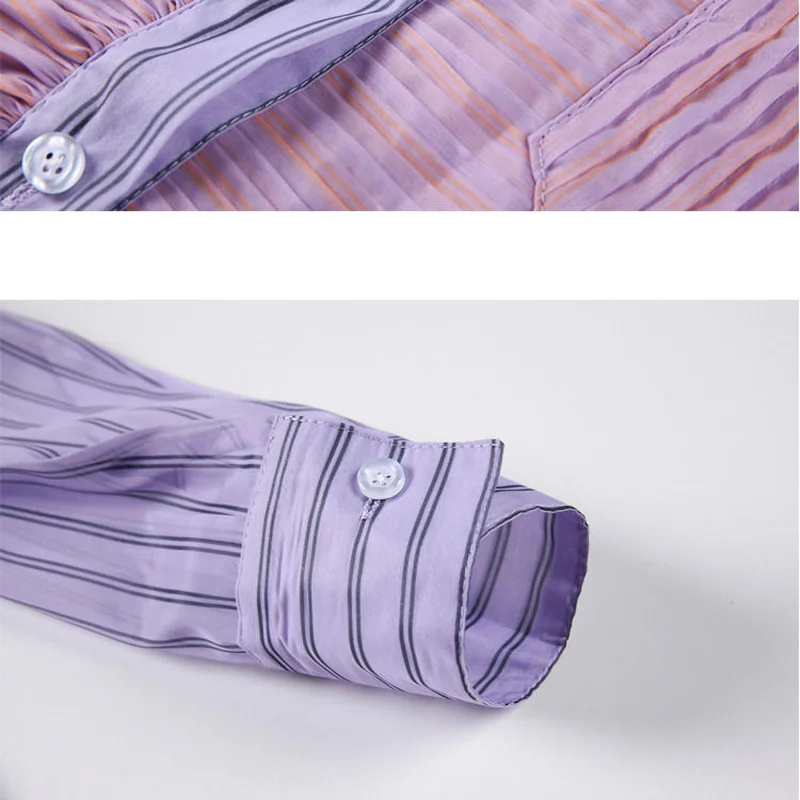 Shirts Women Fashionable Chic Striped Turn-down Collar Feminino Tops All-match Spring Streetwear Novelty Leisure Long Sleeve Ins
Shirts Women Fashionable Chic Striped Turn-down Collar Feminino Tops All-match Spring Streetwear Novelty Leisure Long Sleeve Ins