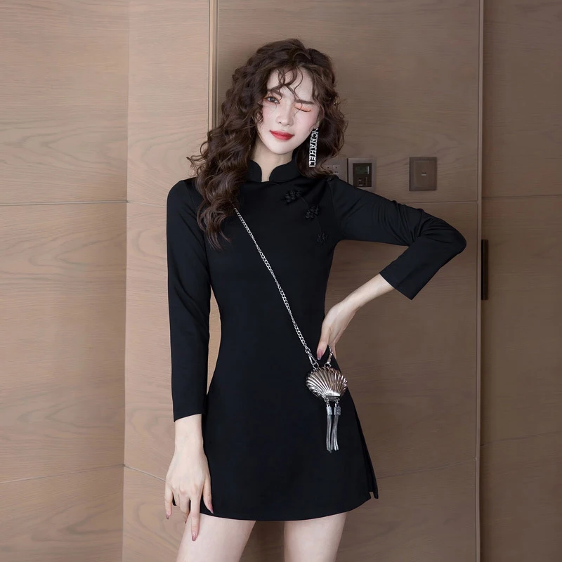 autumn spring comfortable black Chinese style 2 pieces women sets slim mini a-line dress and short pants cute elegant women sets
autumn spring comfortable black Chinese style 2 pieces women sets slim mini a-line dress and short pants cute elegant women sets