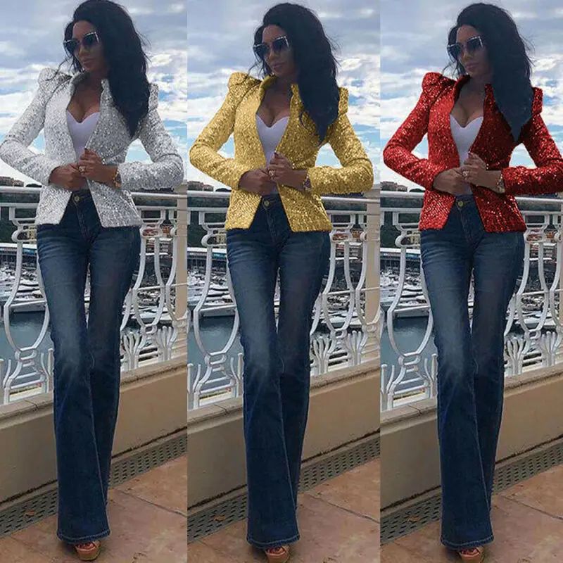 New Women's Slim OL Suit Casual Blazer Jacket Jacket Autumn Winter Long Sleeve Sexy Sequins Shiny Nightclub Casual Jacket
New Women's Slim OL Suit Casual Blazer Jacket Jacket Autumn Winter Long Sleeve Sexy Sequins Shiny Nightclub Casual Jacket