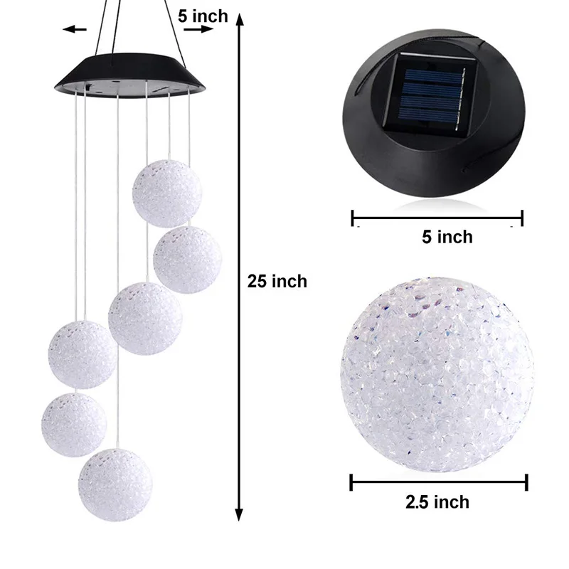 Outdoor Solar LED Ball Light Colorful Wind Chime Light Decoration Lamp HANW88
Outdoor Solar LED Ball Light Colorful Wind Chime Light Decoration Lamp HANW88
