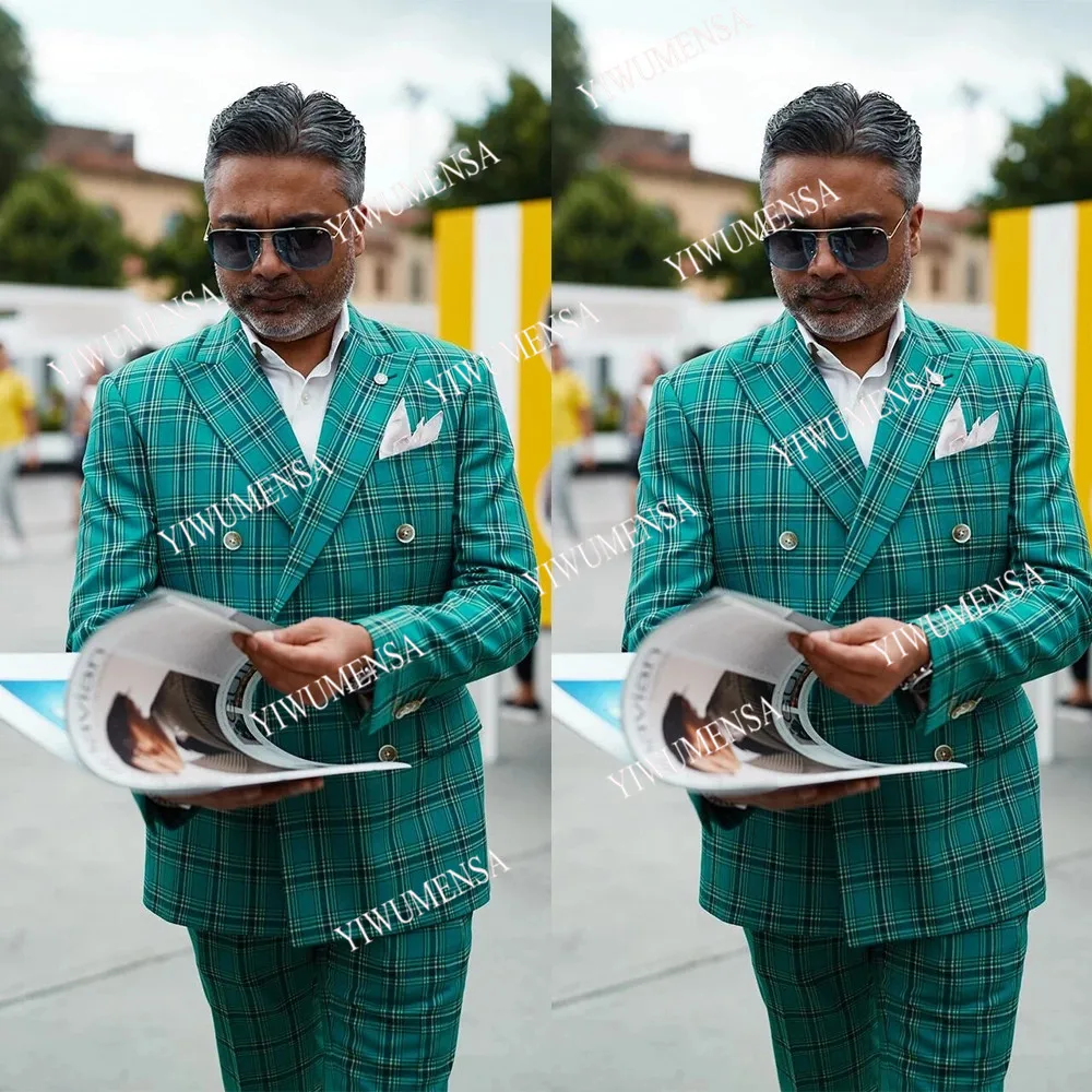 YIWUMENSA Last Design Green Plaid Check Men Suits For Wedding Blazers Custom Made 2 Pieces Jacket+Pants Double Breasted Coat
YIWUMENSA Last Design Green Plaid Check Men Suits For Wedding Blazers Custom Made 2 Pieces Jacket+Pants Double Breasted Coat