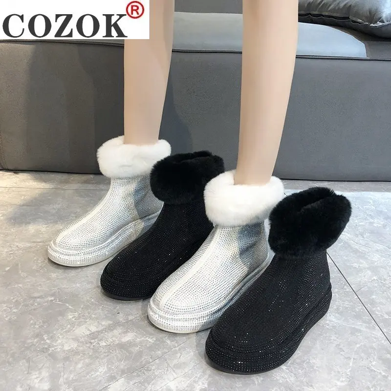 Shiny Crystal Women Snow Boots Winter Warm Plush Short Boots Mujer Botas Slip-On Round Toe Flat Ankle Boot for Women Low Heel
Shiny Crystal Women Snow Boots Winter Warm Plush Short Boots Mujer Botas Slip-On Round Toe Flat Ankle Boot for Women Low Heel