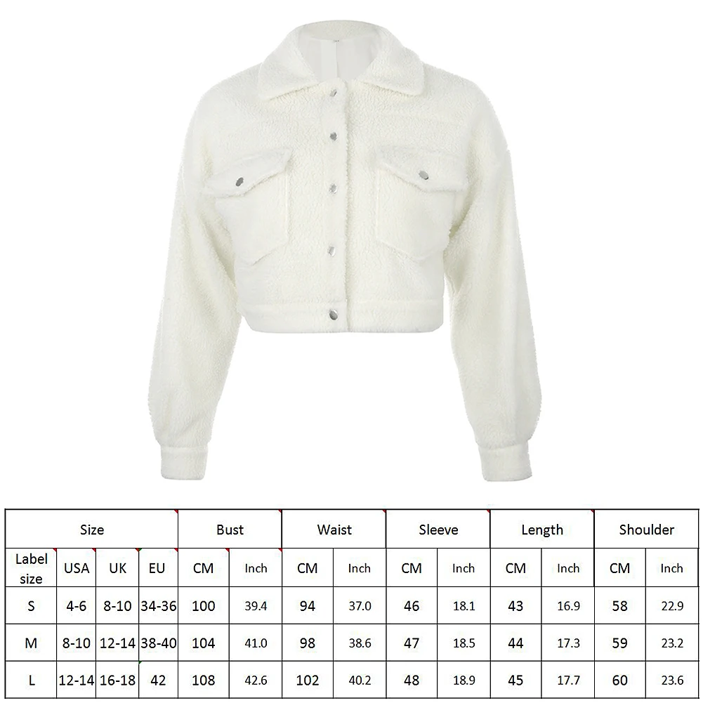 Women Lamb Wool Jacket Single Breasted Pockets Fleece Shaggy Warm Cropped Coat Winter Warm Overcoat Fashion Casual Girls Outwear
Women Lamb Wool Jacket Single Breasted Pockets Fleece Shaggy Warm Cropped Coat Winter Warm Overcoat Fashion Casual Girls Outwear