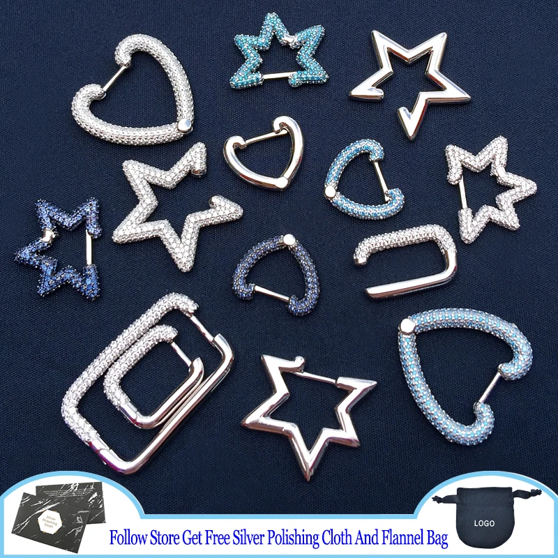 925 Sterling Silver Earrings YACHT CLUB White Mono Star Sliding Ear Cuff Heart Rectangle Hoop Earrings 585 Jewelry For Women New
925 Sterling Silver Earrings YACHT CLUB White Mono Star Sliding Ear Cuff Heart Rectangle Hoop Earrings 585 Jewelry For Women New