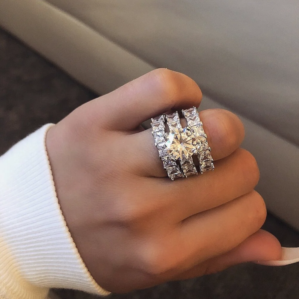Three color white pink gold topaz gemstone ring set 2ct Round Diamond 925 silver Engagement Wedding Band Rings for women Jewelry
Three color white pink gold topaz gemstone ring set 2ct Round Diamond 925 silver Engagement Wedding Band Rings for women Jewelry
