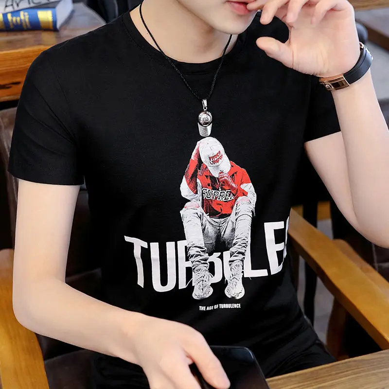 2021 Men's Short-Sleeved T-shirt Fashion Brand Half Sleeve Pure Cotton T-shirt Korean Fashion Summer Menswear Printed Tops
2021 Men's Short-Sleeved T-shirt Fashion Brand Half Sleeve Pure Cotton T-shirt Korean Fashion Summer Menswear Printed Tops