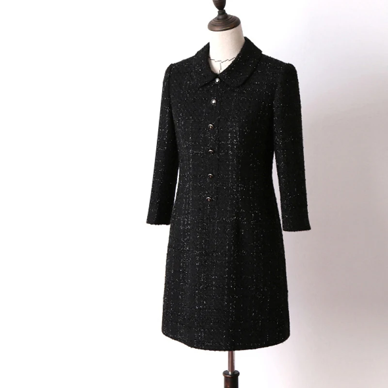 Black tweed dress 7-point sleeve 2020 spring / autumn women's dress tassel ladies slim bottoming dress one-piece
Black tweed dress 7-point sleeve 2020 spring / autumn women's dress tassel ladies slim bottoming dress one-piece