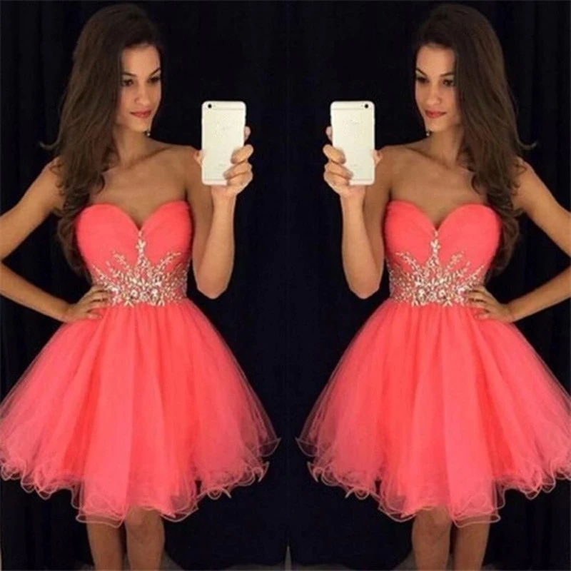 Fashion Sweetheart Short Homecoming Dresses Vestidos De Festa Sparkly Crystal Beading Junior Graduation Formal Party Gowns Hot
Fashion Sweetheart Short Homecoming Dresses Vestidos De Festa Sparkly Crystal Beading Junior Graduation Formal Party Gowns Hot