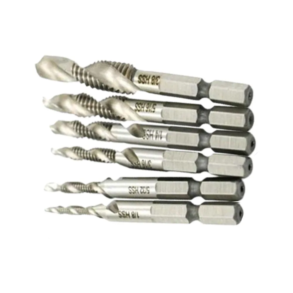 6Pcs Tap Drill Bit HSS Hexagon Shank Screw Tap Drill Bits 1/8 5/32 3/16 1/4 5/16 3/8in Hand Tools
6Pcs Tap Drill Bit HSS Hexagon Shank Screw Tap Drill Bits 1/8 5/32 3/16 1/4 5/16 3/8in Hand Tools