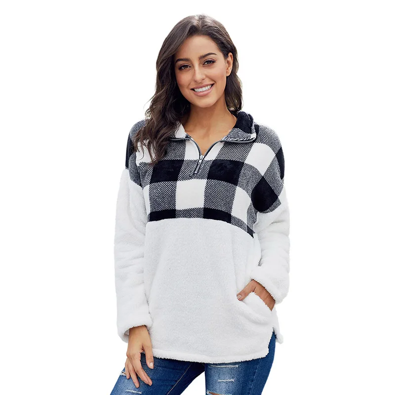 ADEWEL Black Fuzzy Pullover With Plaid Detail Hoodies 2019 Autumn And Winter Plus Size Sudadera Mujer Sweatshirt Hoodies 2XL
ADEWEL Black Fuzzy Pullover With Plaid Detail Hoodies 2019 Autumn And Winter Plus Size Sudadera Mujer Sweatshirt Hoodies 2XL