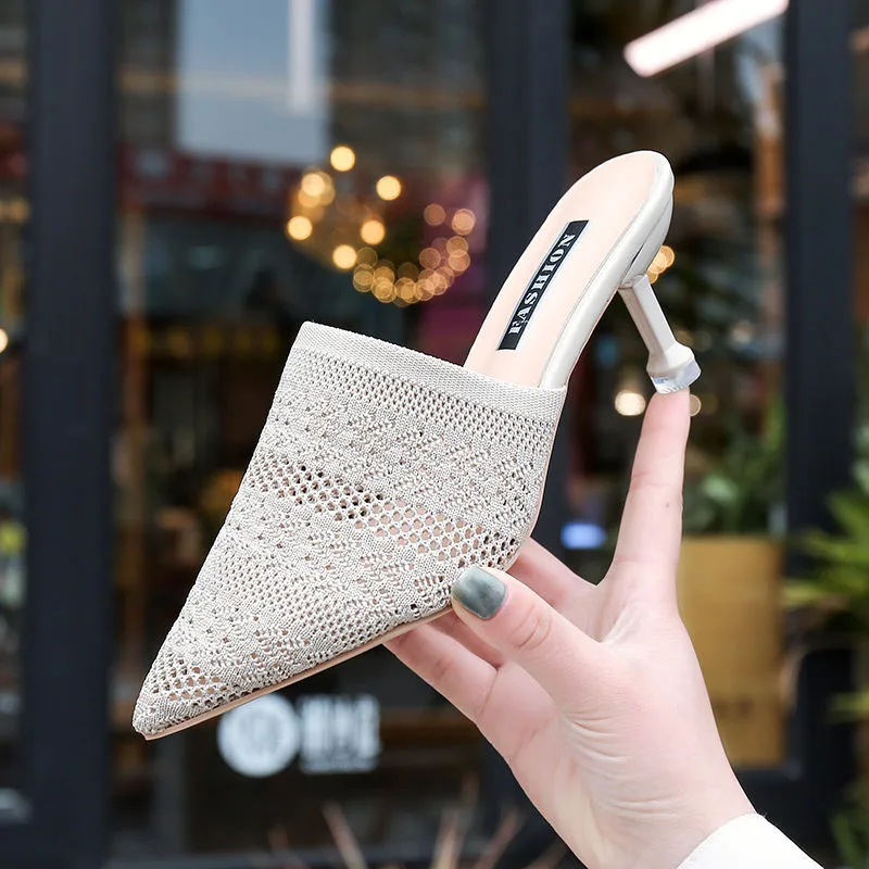 Knit Mesh High Heels Breathable Mules Slippers Women Summer Shoes Women Pointed Toe Thin Heels Fashion Party Ladies Shoes
Knit Mesh High Heels Breathable Mules Slippers Women Summer Shoes Women Pointed Toe Thin Heels Fashion Party Ladies Shoes