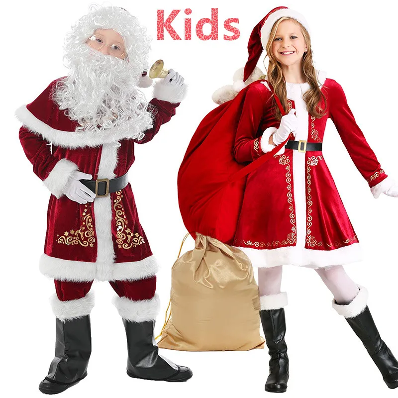 Girls Boys Christmas Santa Claus Costume 8Pcs Velvet Deluxe Santa Claus Father Cosplay Suit New Year Fancy Dress Clothes Set
Girls Boys Christmas Santa Claus Costume 8Pcs Velvet Deluxe Santa Claus Father Cosplay Suit New Year Fancy Dress Clothes Set