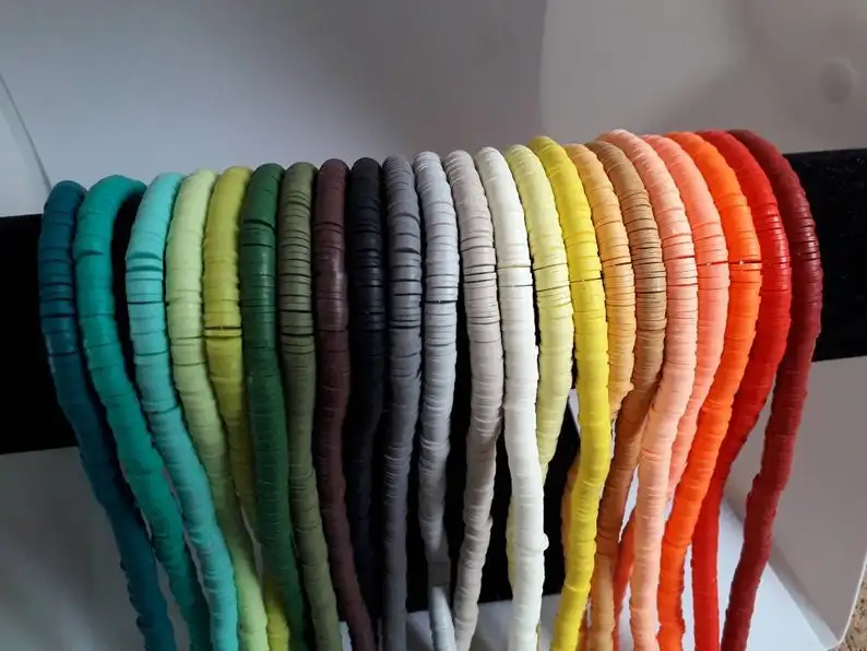 350 шт. 5 6 мм Heishi Bead пастельный Африканский виниловый дисковый коннектор Rainbow Recycled