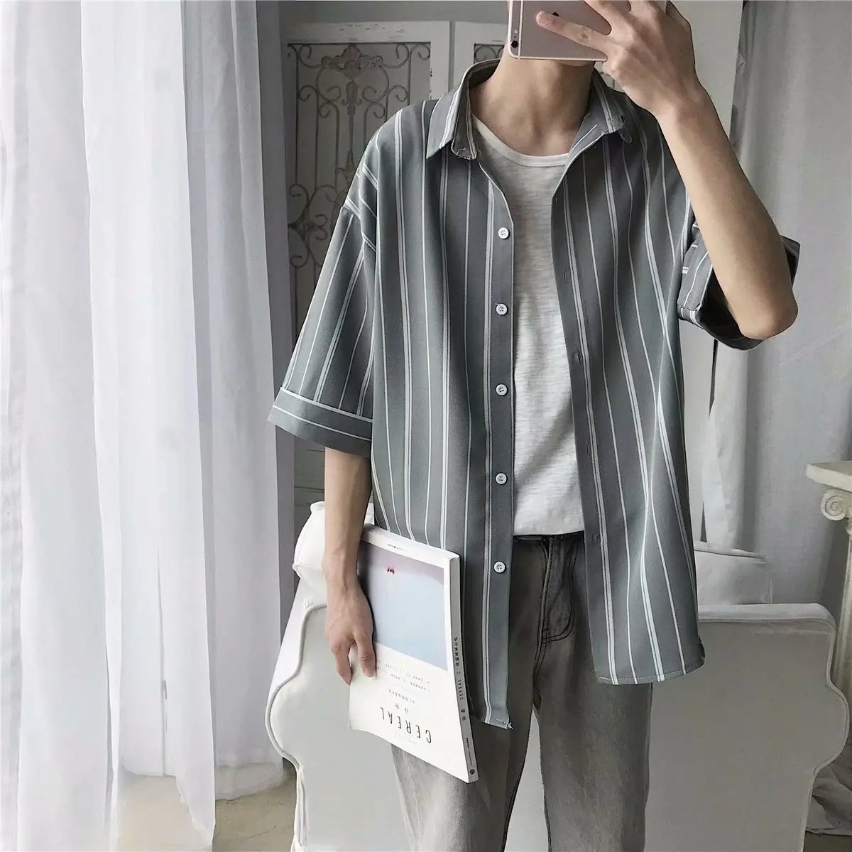Summer Striped Shirt Men's Fashion Shirt Half Sleeve Loose Casual Shirt Street Clothing Men's Clothes 2021 Black and White
Summer Striped Shirt Men's Fashion Shirt Half Sleeve Loose Casual Shirt Street Clothing Men's Clothes 2021 Black and White