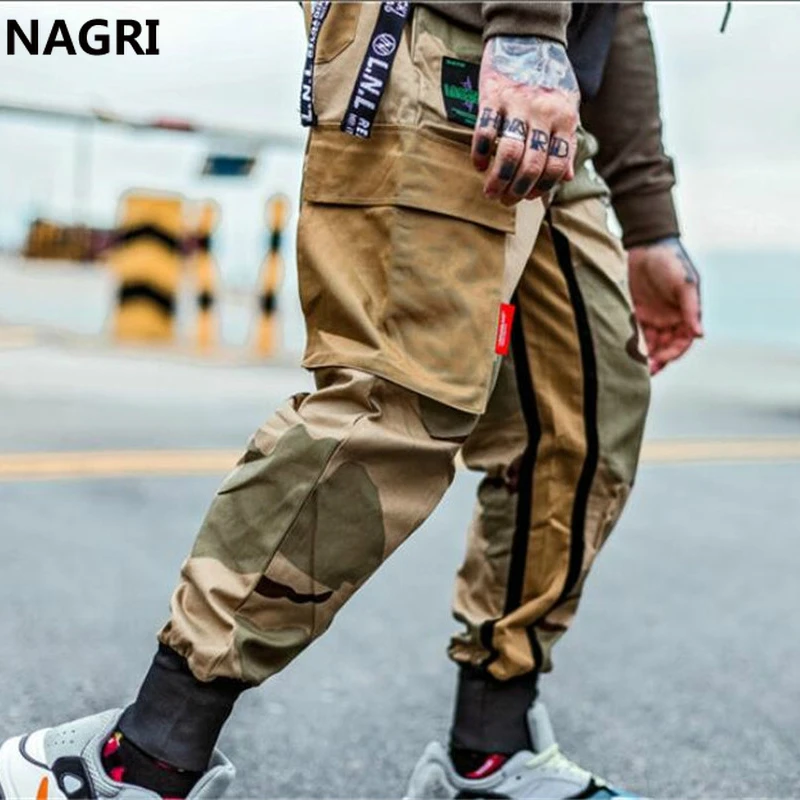 Камуфляжные брюки карго для мужчин Уличная Хип хоп Jogger мужские с карманами Брюки