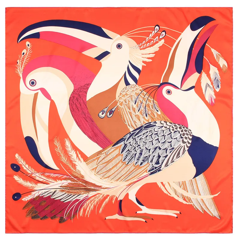 Manual Hand Rolled Twill Silk Scarf Women Toucan Bird Print Square Scarves Wraps Echarpes Silk Foulards Femme Bandana Hijab 90CM 
Manual Hand Rolled Twill Silk Scarf Women Toucan Bird Print Square Scarves Wraps Echarpes Silk Foulards Femme Bandana Hijab 90CM