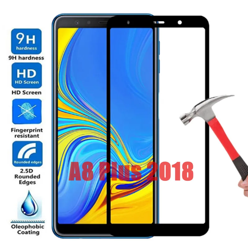 

2 шт. 9D Защитное стекло для Samsung A8 + 2018 galaxy a8 2018 защита экрана на Samsung A8 plus 2018 полное покрытие закаленное стекло