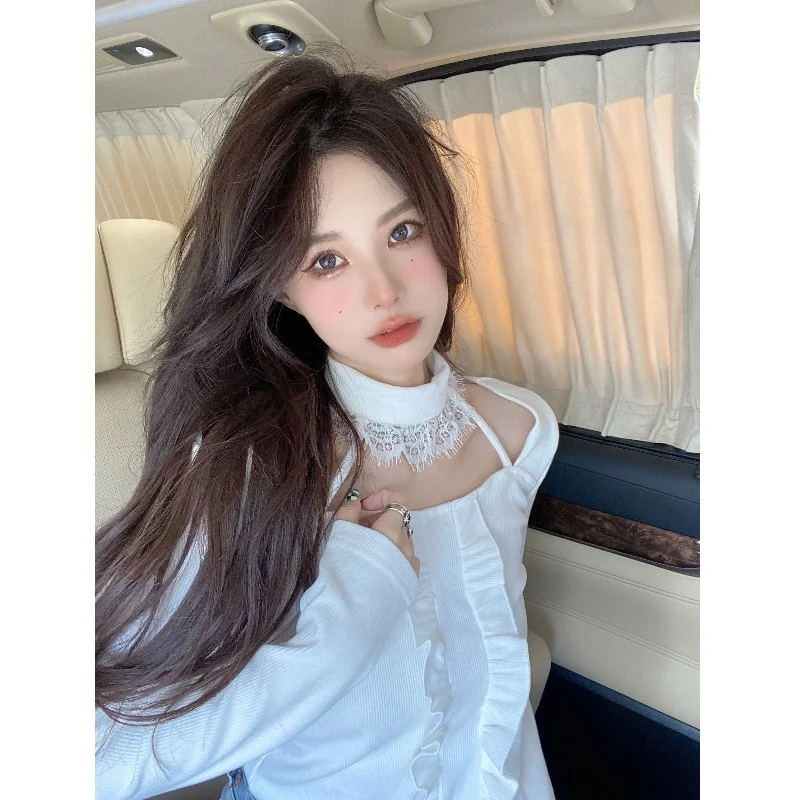 Lace Patchwork Hollow Out Fashion All-match Sexy T-Shirts 2021 New Korean Clothes Spring/Autumn Short Section Women's Clothing
Lace Patchwork Hollow Out Fashion All-match Sexy T-Shirts 2021 New Korean Clothes Spring/Autumn Short Section Women's Clothing