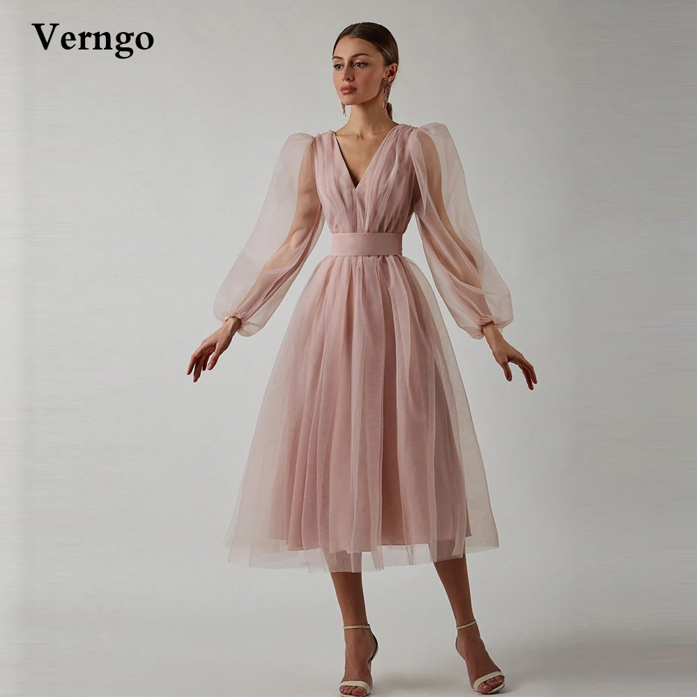 Verngo Dusty Pink Evening Party Dresses Long Sleeves V Neck Midi Prom Gowns Plus Size Champagne Black Red Simple Formal Dress
Verngo Dusty Pink Evening Party Dresses Long Sleeves V Neck Midi Prom Gowns Plus Size Champagne Black Red Simple Formal Dress