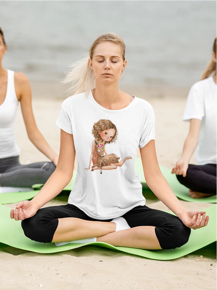 Cute T Shirts for Girls and Deer Best Friends Tshirt Casual Short Sleeve White Tee Family Look Casual Women Free Shipping 
Cute T Shirts for Girls and Deer Best Friends Tshirt Casual Short Sleeve White Tee Family Look Casual Women Free Shipping