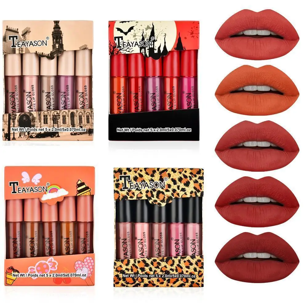 5pcs Mini Matte Matte Lip Glaze Set Box Non-stick Cup Lipstick Nude Color Gloss Pumpkin Lip H9E6
5pcs Mini Matte Matte Lip Glaze Set Box Non-stick Cup Lipstick Nude Color Gloss Pumpkin Lip H9E6