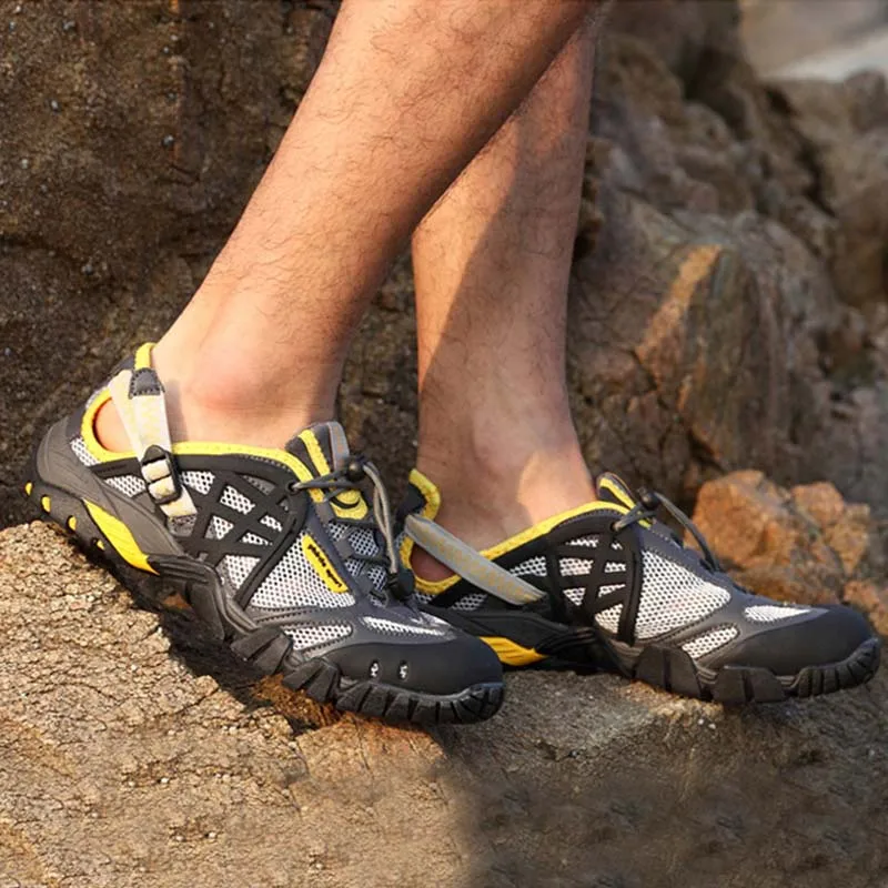 Фото Мужские походные ботинки быстросохнущая водонепроницаемая обувь сетчатые(China)