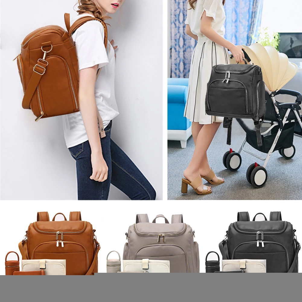 Fashion PU Leather Diaper Bag Large Capacity Maternity Backpack Mommy Bag with Diaper Pad Stroller Hooks Bottle Insulation Bag
Fashion PU Leather Diaper Bag Large Capacity Maternity Backpack Mommy Bag with Diaper Pad Stroller Hooks Bottle Insulation Bag