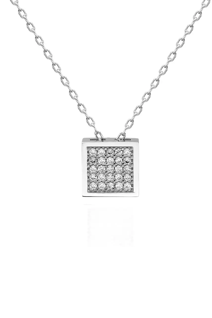 

Certified Swarovski Cubic Zirconia Square 925 Silver Necklace