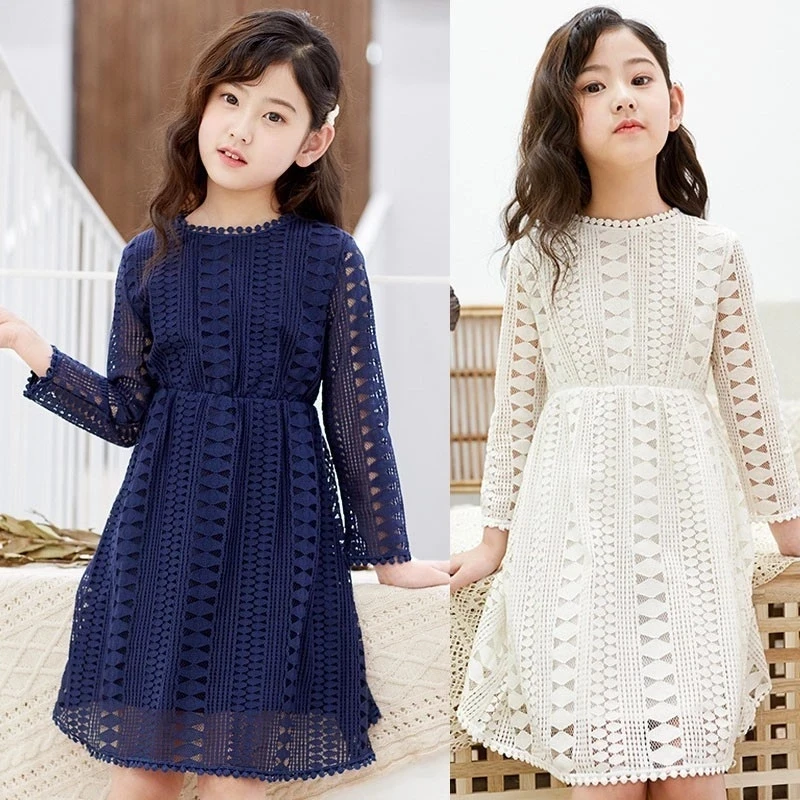 Kids Dresses Teenage White Blue Wedding Party Dress Lace Girl Dress Long Sleeve Children Clothing Spring Autumn High Quality
Kids Dresses Teenage White Blue Wedding Party Dress Lace Girl Dress Long Sleeve Children Clothing Spring Autumn High Quality