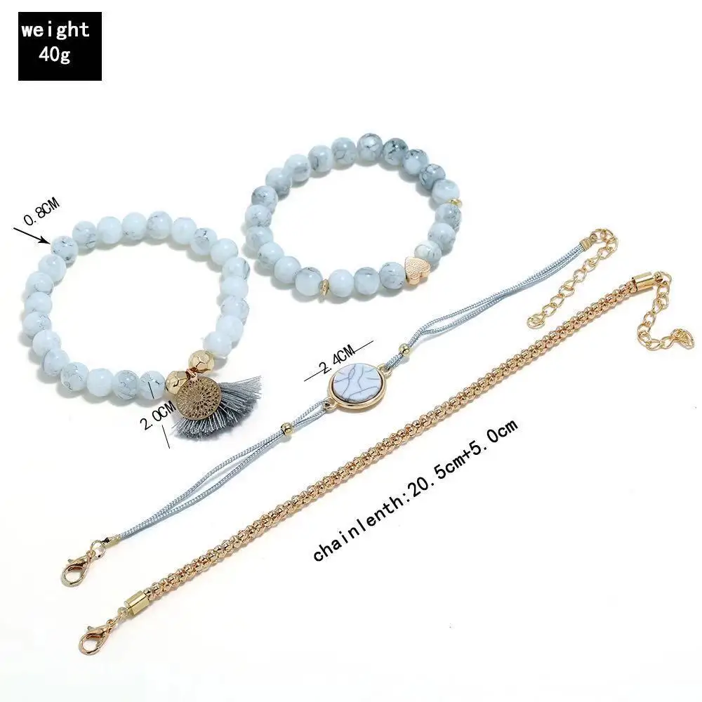 4pcs/set Bracelet Multilayer Fashion Tassel Round Stone Fashion Trend Wind Bracelet & Bangles Retro Trendy Jewelry Women's Gifts
4pcs/set Bracelet Multilayer Fashion Tassel Round Stone Fashion Trend Wind Bracelet & Bangles Retro Trendy Jewelry Women's Gifts